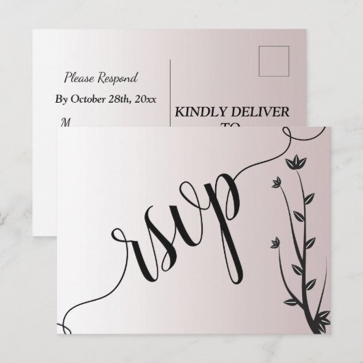 Eenvoudige Elegante Moderne bladeren rsvp Uitnodig Uitnodiging Briefkaart (Voorkant / Achterkant)