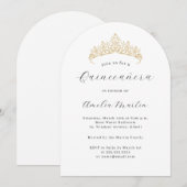 Eenvoudige elegante moderne boog Tiara Quinceanera Kaart (Voorkant / Achterkant)