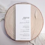 Eenvoudige elegante moderne bruiloft menu<br><div class="desc">Onderkant uitgelijnd eenvoudig huwelijksmenu: Dit eenvoudige en moderne huwelijksmenu heeft een schone witte achtergrond met elegante zwarte tekst, perfect uitgelijnd aan de onderkant om ruimte te laten voor uitgeknipte naamlabels aan de bovenkant. Het minimalistische ontwerp en het slanke seriële lettertype bieden een verfijnde maar ingetogen look, waardoor het een ideale...</div>