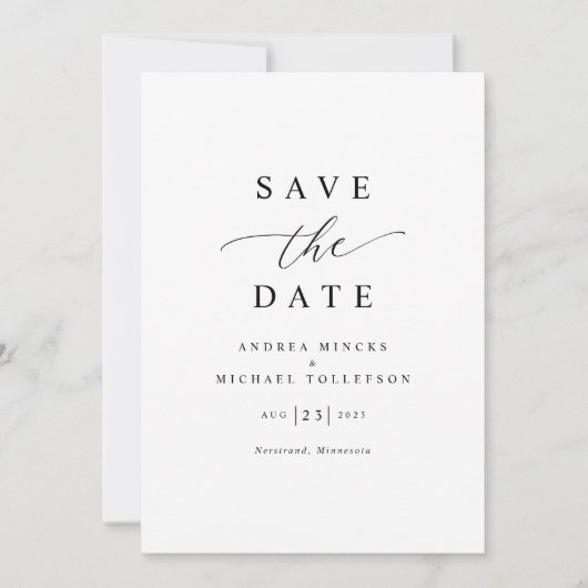 Eenvoudige elegante moderne bruiloft save the date (Voorkant)