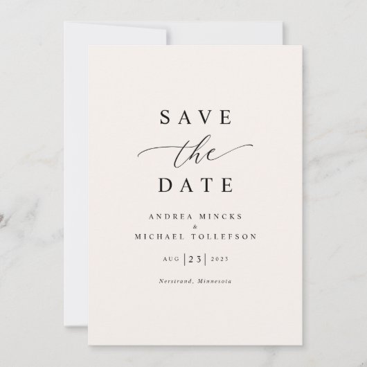 Eenvoudige elegante moderne bruiloft save the date (Voorkant)