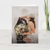 Eenvoudige elegante moderne bruiloft verticale fot bedankkaart (Voorkant)