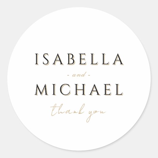 Eenvoudige elegante moderne classy Luxury Weddensc Ronde Sticker (Voorkant)