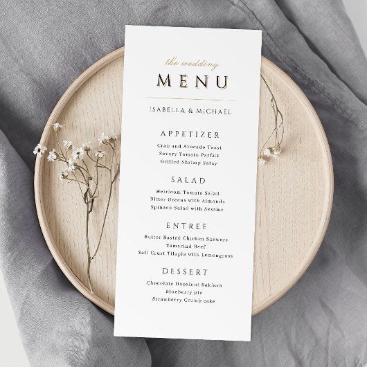 Eenvoudige elegante moderne classy Luxury Wedding Menu