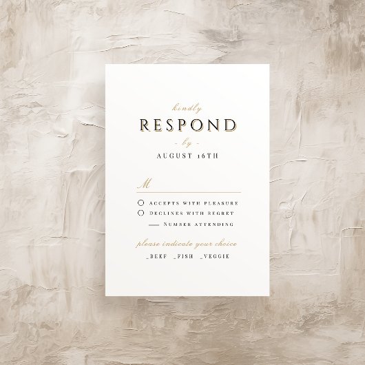 Eenvoudige elegante moderne classy Luxury Wedding RSVP Kaartje