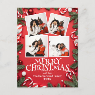 eenvoudige elegante moderne familie kerstfoto feestdagenkaart