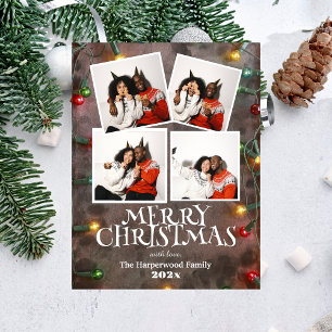 eenvoudige elegante moderne familie kerstfoto feestdagenkaart