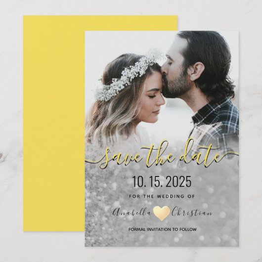 Eenvoudige Elegante Moderne Foto Bruiloft Save The Date (Voorkant / Achterkant)