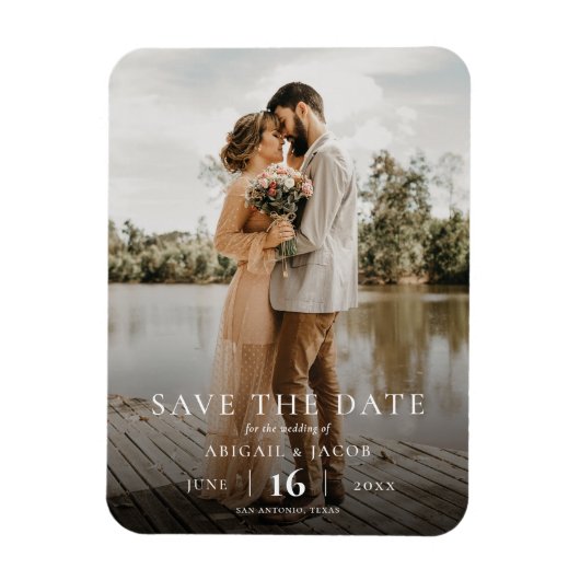 Eenvoudige Elegante Moderne Foto Huwelijk Bewaar d Magneet (Verticaal)