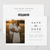 Eenvoudige Elegante Moderne Foto Huwelijk QR Code Save The Date (Voorkant / Achterkant)