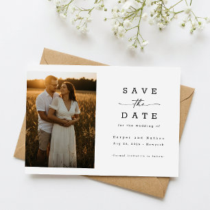 Eenvoudige Elegante Moderne Foto Huwelijk QR Code Save The Date