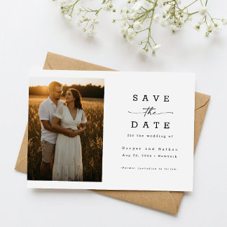 Eenvoudige Elegante Moderne Foto Huwelijk QR Code Save The Date