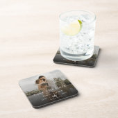 Eenvoudige Elegante Moderne Foto Trouwkaart Save t Bier Onderzetter (Rechterzijde)