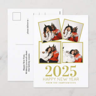 Eenvoudige Elegante Moderne Gelukkig Nieuwjaar 3 f Feestdagenkaart