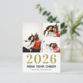 Eenvoudige Elegante Moderne Gelukkig Nieuwjaar 3 f Feestdagenkaart (Staand voorkant)