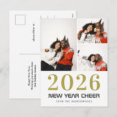 Eenvoudige Elegante Moderne Gelukkig Nieuwjaar 3 f Feestdagenkaart (Voorkant / Achterkant)