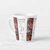 Eenvoudige Elegante Moderne Gelukkig Nieuwjaar Dri Latte Mok (Linkerhoek)