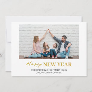 Eenvoudige Elegante Moderne Gelukkig Nieuwjaar Een Feestdagenkaart