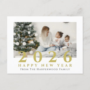 Eenvoudige Elegante Moderne Gelukkig Nieuwjaar Een Feestdagenkaart