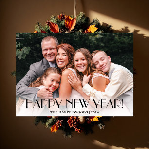 Eenvoudige Elegante Moderne Gelukkig Nieuwjaar Een Feestdagenkaart