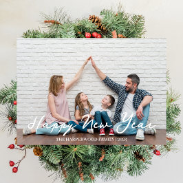 Eenvoudige Elegante Moderne Gelukkig Nieuwjaar Een Feestdagenkaart