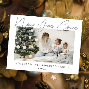 Eenvoudige Elegante Moderne Gelukkig Nieuwjaar Een Feestdagenkaart