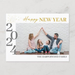 Eenvoudige Elegante Moderne Gelukkig Nieuwjaar Een Feestdagenkaart
