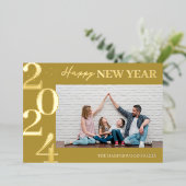 Eenvoudige Elegante Moderne Gelukkig Nieuwjaar Een Folie Feestdagenkaart (Staand Voorkant)