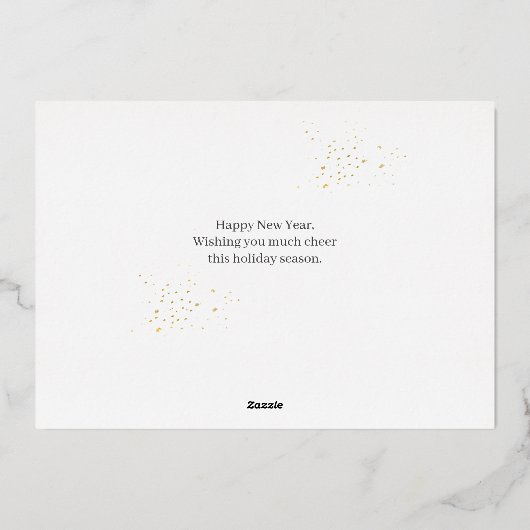 Eenvoudige Elegante Moderne Gelukkig Nieuwjaar Een Folie Feestdagenkaart (Achterkant)