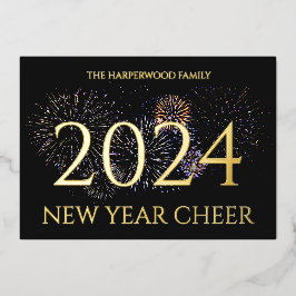 Eenvoudige Elegante Moderne Gelukkig Nieuwjaar Een Folie Feestdagenkaart