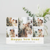 Eenvoudige Elegante Moderne Gelukkig Nieuwjaar Fot Feestdagenkaart (Staand voorkant)