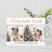 Eenvoudige Elegante Moderne Gelukkig Nieuwjaar Twe Feestdagenkaart (Staand voorkant)