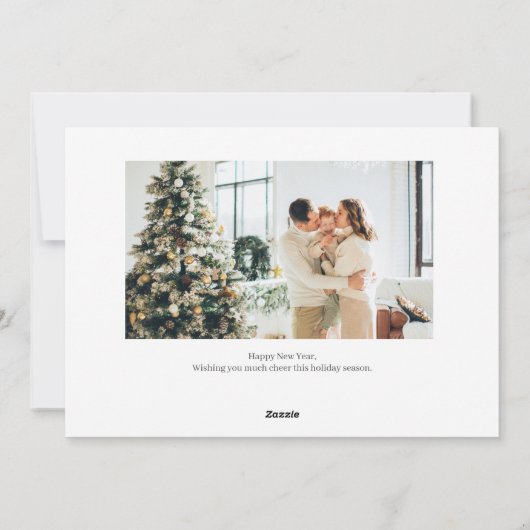 Eenvoudige Elegante Moderne Gelukkig Nieuwjaar Twe Feestdagenkaart (Achterkant)