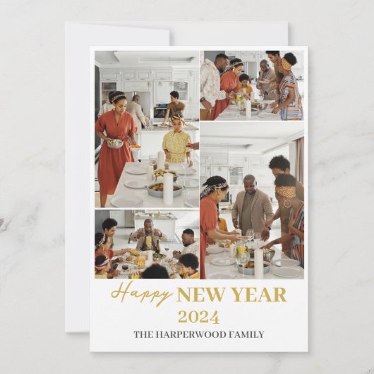 Eenvoudige Elegante Moderne Gelukkig Nieuwjaar Vie Feestdagenkaart (Voorkant)