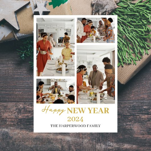 Eenvoudige Elegante Moderne Gelukkig Nieuwjaar Vie Feestdagenkaart