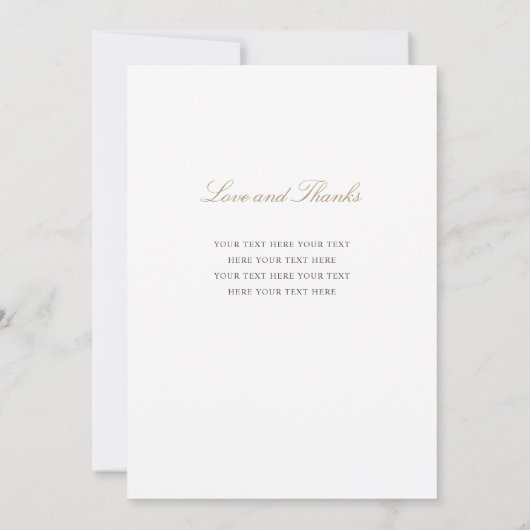 Eenvoudige elegante moderne gouden foto bruiloft d bedankkaart (Achterkant)