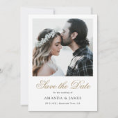 Eenvoudige Elegante Moderne Gouden Script Aangepas Save The Date (Voorkant)