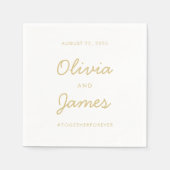 Eenvoudige elegante moderne gouden script bruiloft servet (Voorkant)