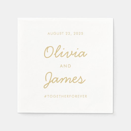 Eenvoudige elegante moderne gouden script bruiloft servet (Voorkant)