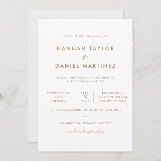 Eenvoudige Elegante Moderne Gouden Trouwdag定制 Kaart (Voorkant / Achterkant)