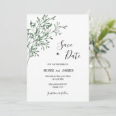 Eenvoudige Elegante Moderne Groene Save the Date (Staand voorkant)