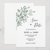 Eenvoudige Elegante Moderne Groene Save the Date (Voorkant / Achterkant)