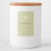 EENVOUDIGE ELEGANTE MODERNE GROENE WITTE HARTKANDL VOEDSELCONTAINER ETIKET (Voorkant)