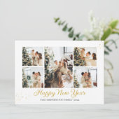 Eenvoudige elegante moderne Happy New Year foto co Feestdagenkaart (Staand voorkant)