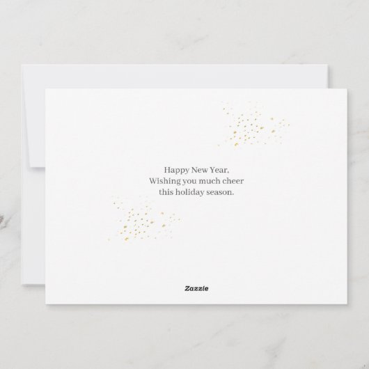 Eenvoudige elegante moderne Happy New Year foto co Feestdagenkaart (Achterkant)