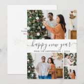 Eenvoudige elegante moderne Happy New Year foto co Feestdagenkaart (Voorkant / Achterkant)
