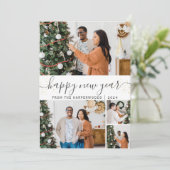 Eenvoudige elegante moderne Happy New Year foto co Feestdagenkaart (Staand voorkant)