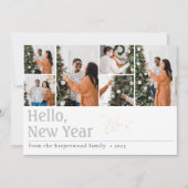 Eenvoudige elegante moderne Happy New Year Six fot Feestdagenkaart (Voorkant)