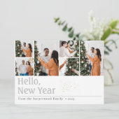 Eenvoudige elegante moderne Happy New Year Six fot Feestdagenkaart (Staand voorkant)