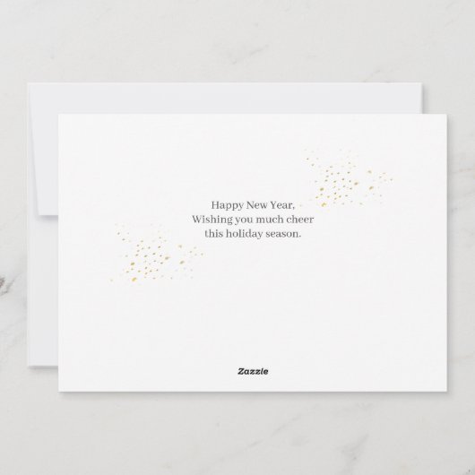 Eenvoudige elegante moderne Happy New Year Six Pho Feestdagenkaart (Achterkant)